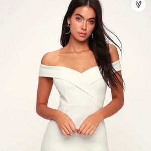 Lulu's classic glam white off shoulder bodycon dress